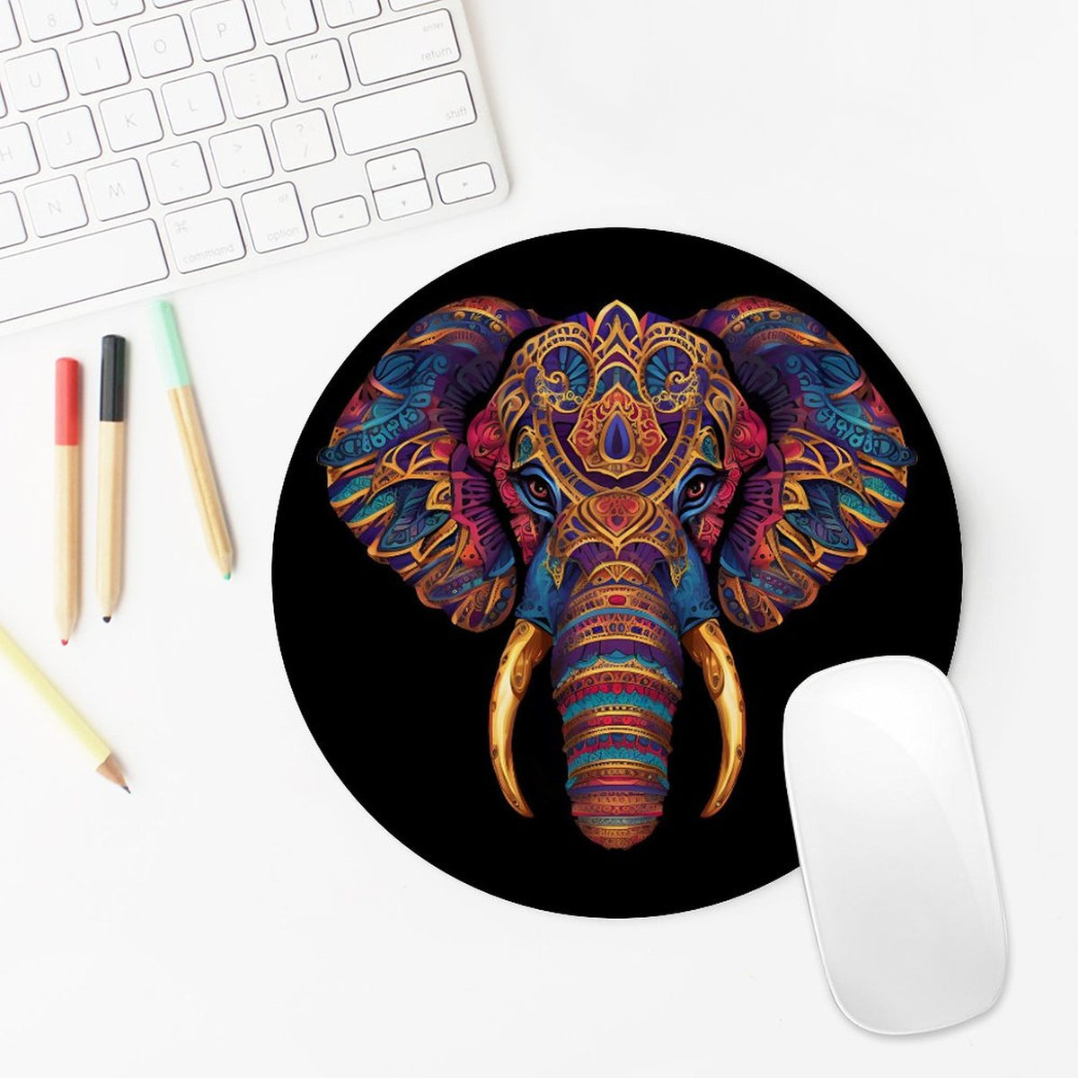 Elephant Round Mouse Pad