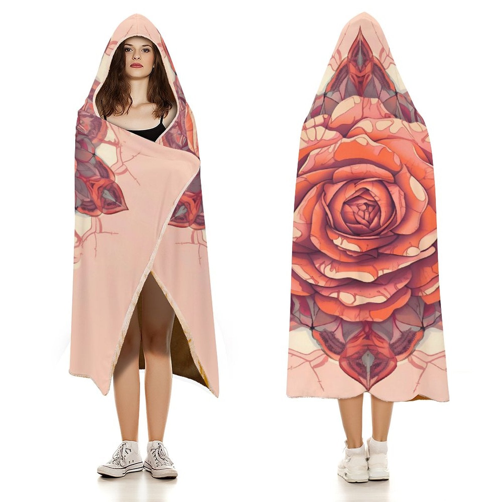 Manta con capucha de rosas