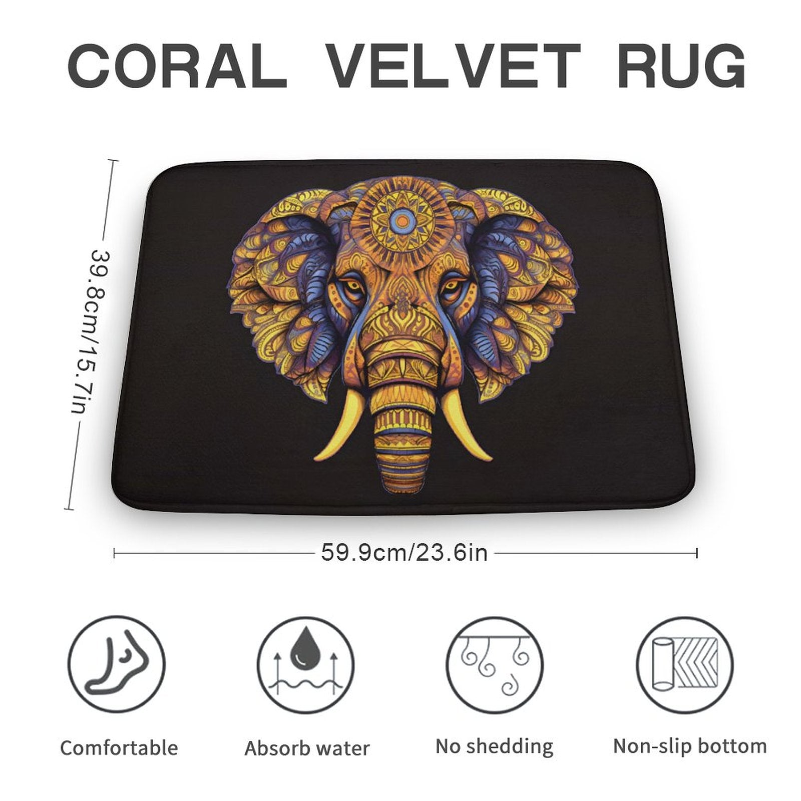 Elephant Coral Velvet Rug