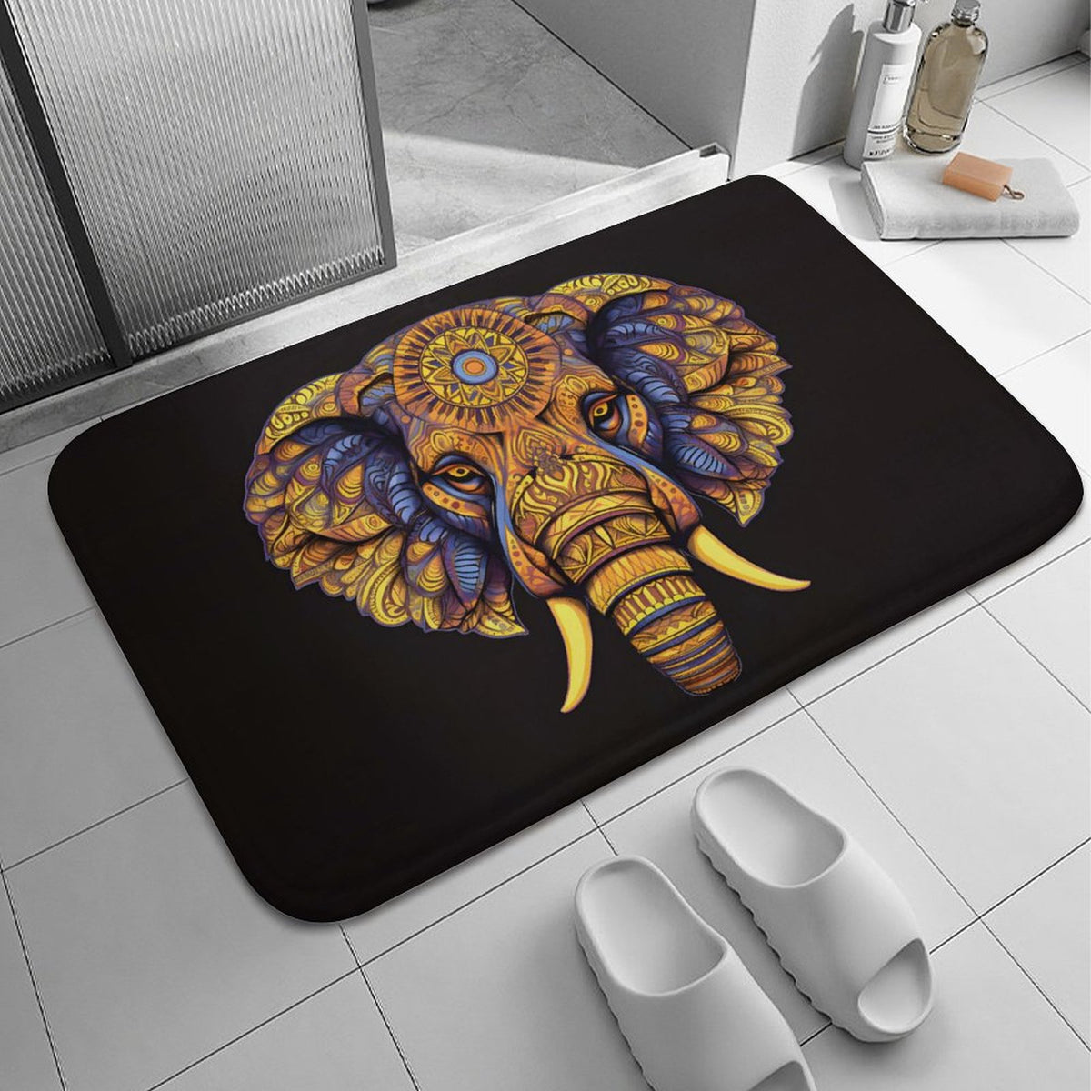 Elephant Coral Velvet Rug