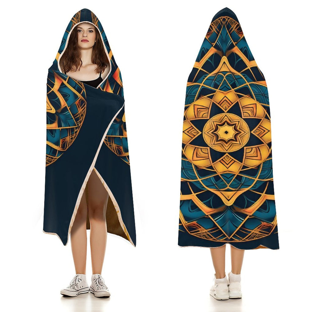 Manta con capucha geométrica