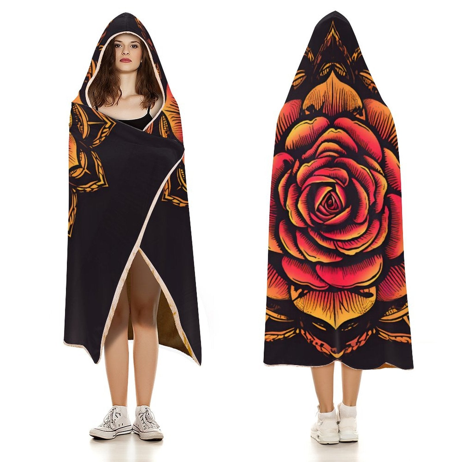 Manta con capucha de rosas