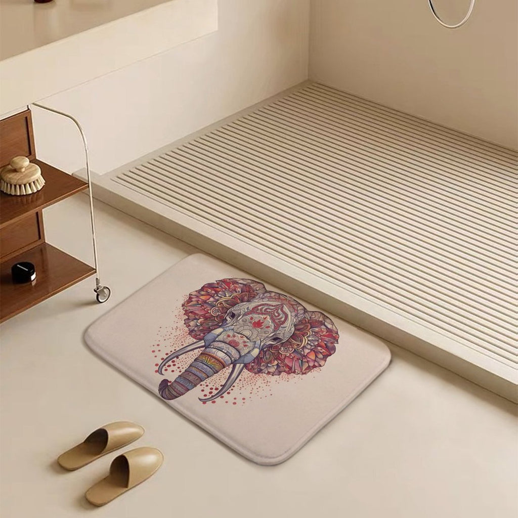 Elephant Coral Velvet Rug