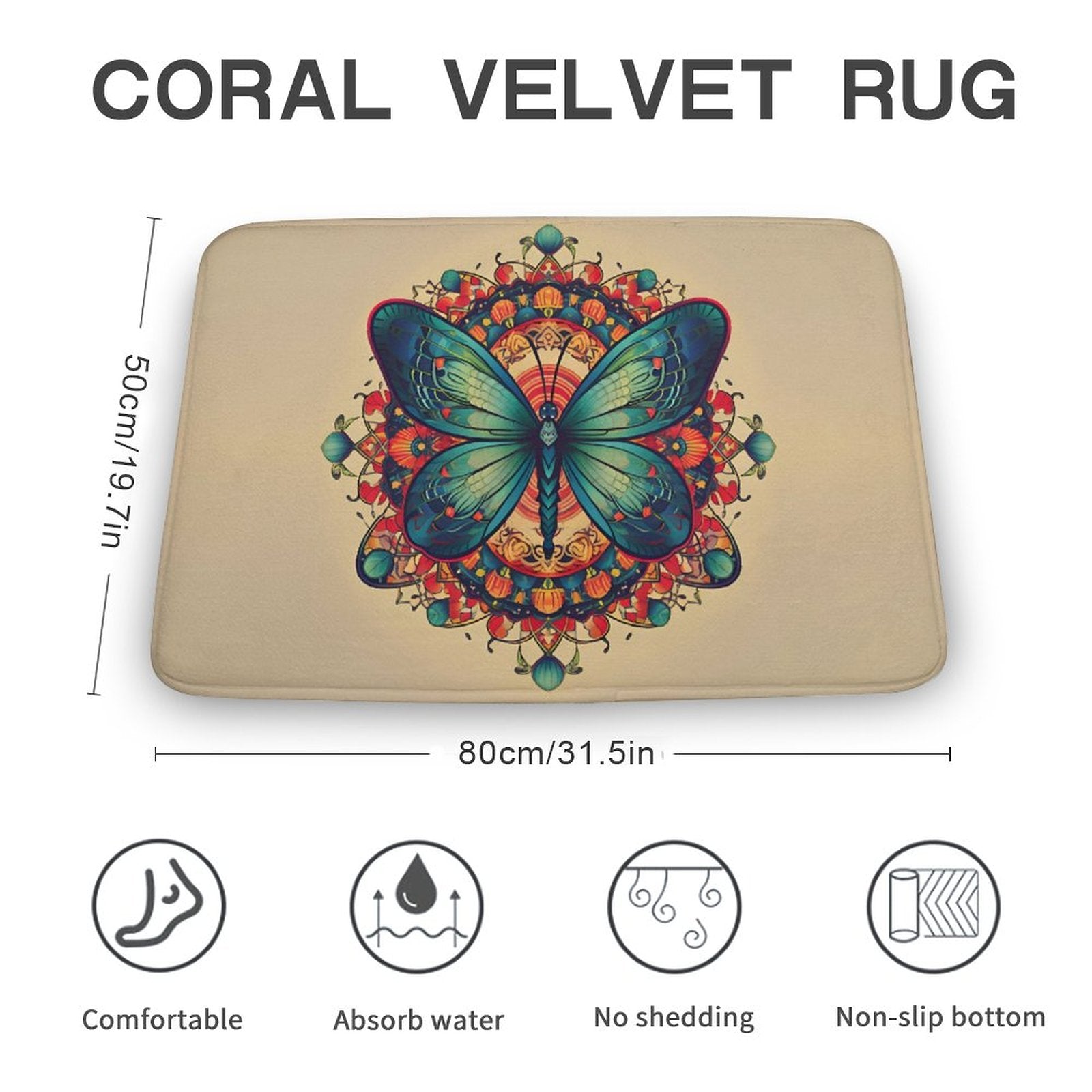 Butterfly Coral Velvet Rug