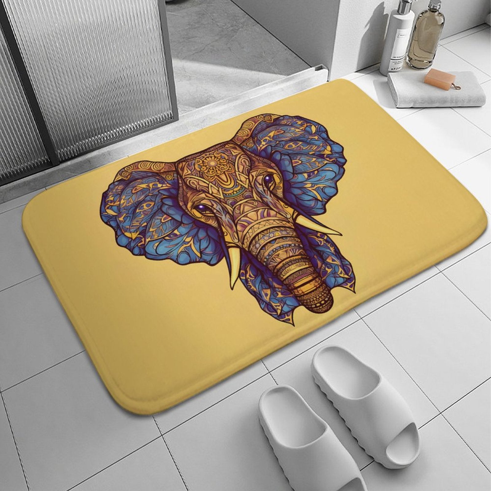 Elephant Coral Velvet Rug