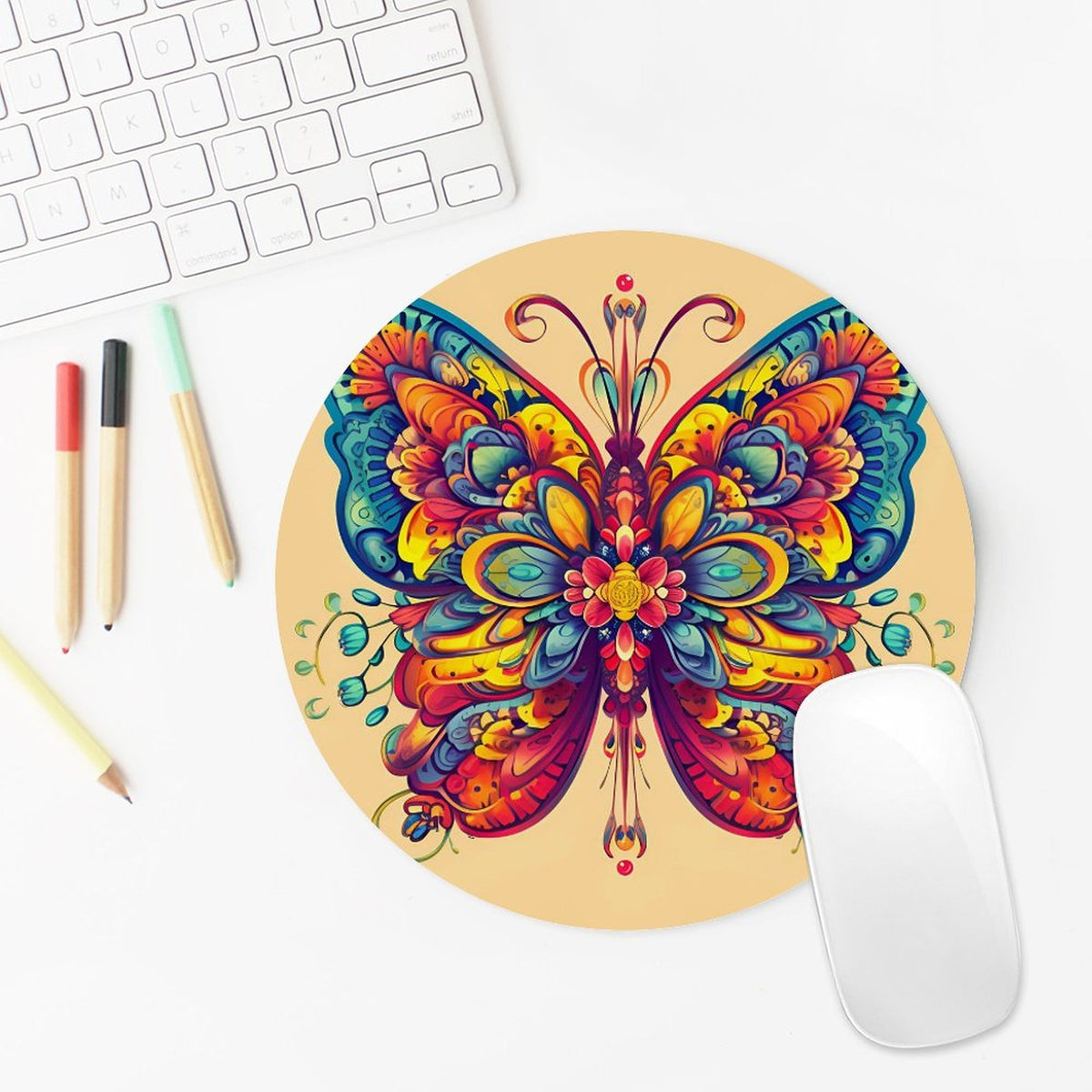 Butterfly Round Mouse Pad