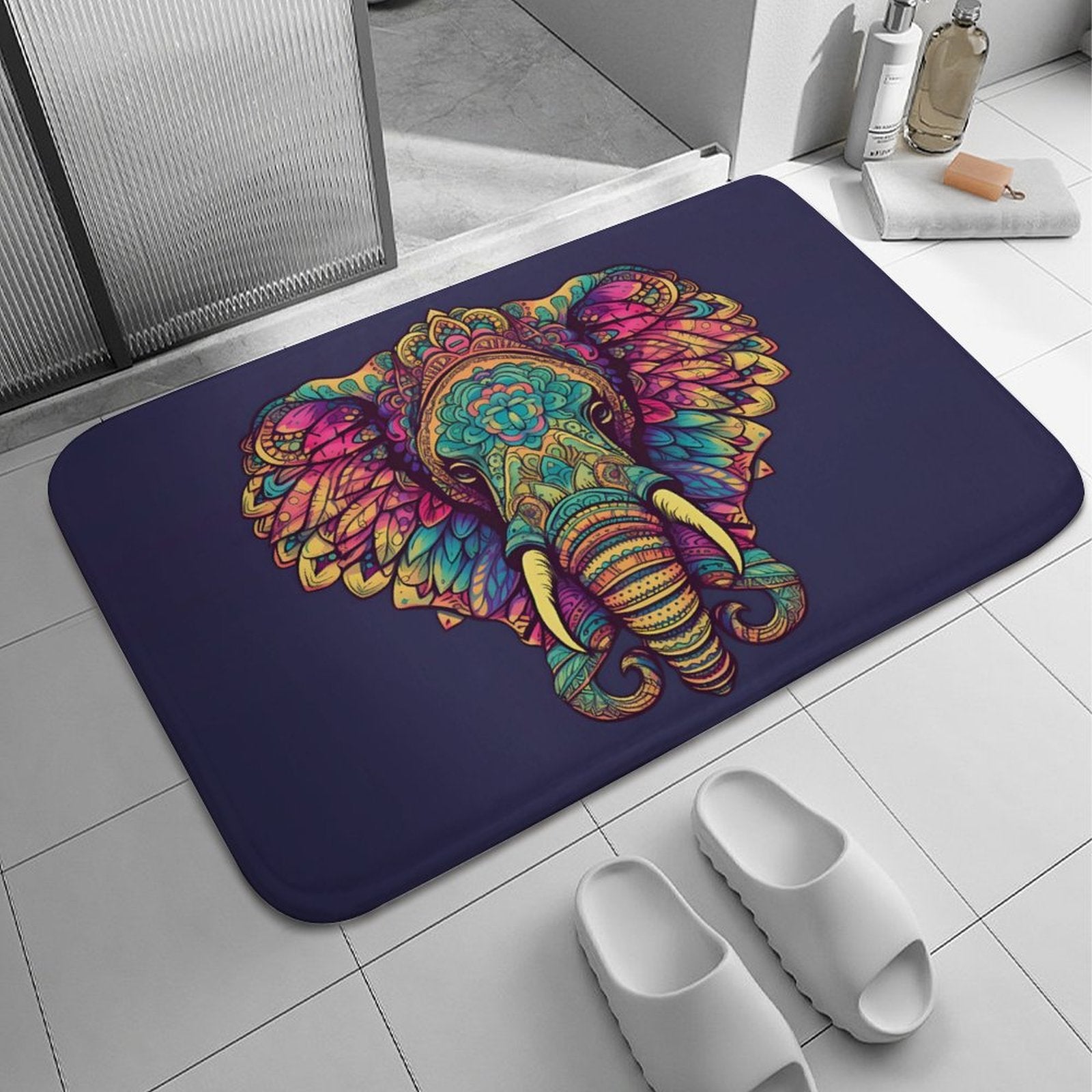 Elephant Coral Velvet Rug