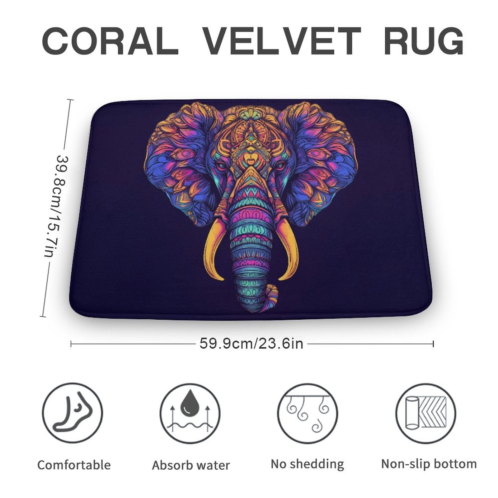 Elephant Coral Velvet Rug