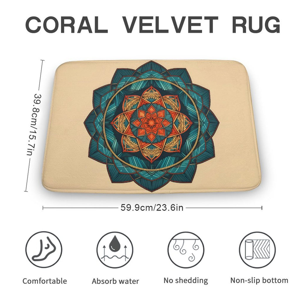 Geometric Coral Velvet Rug