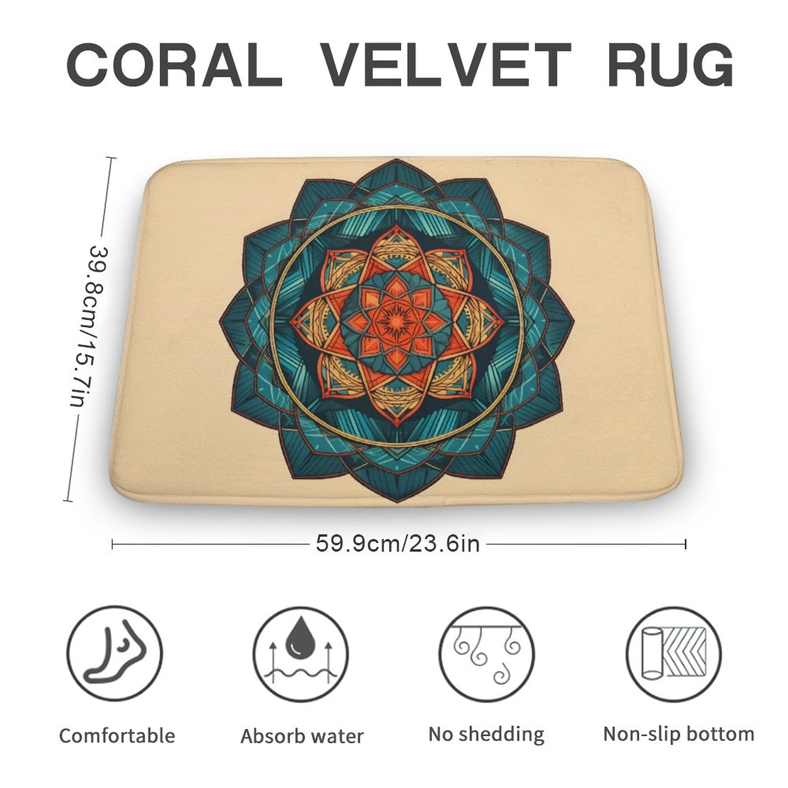 Geometric Coral Velvet Rug