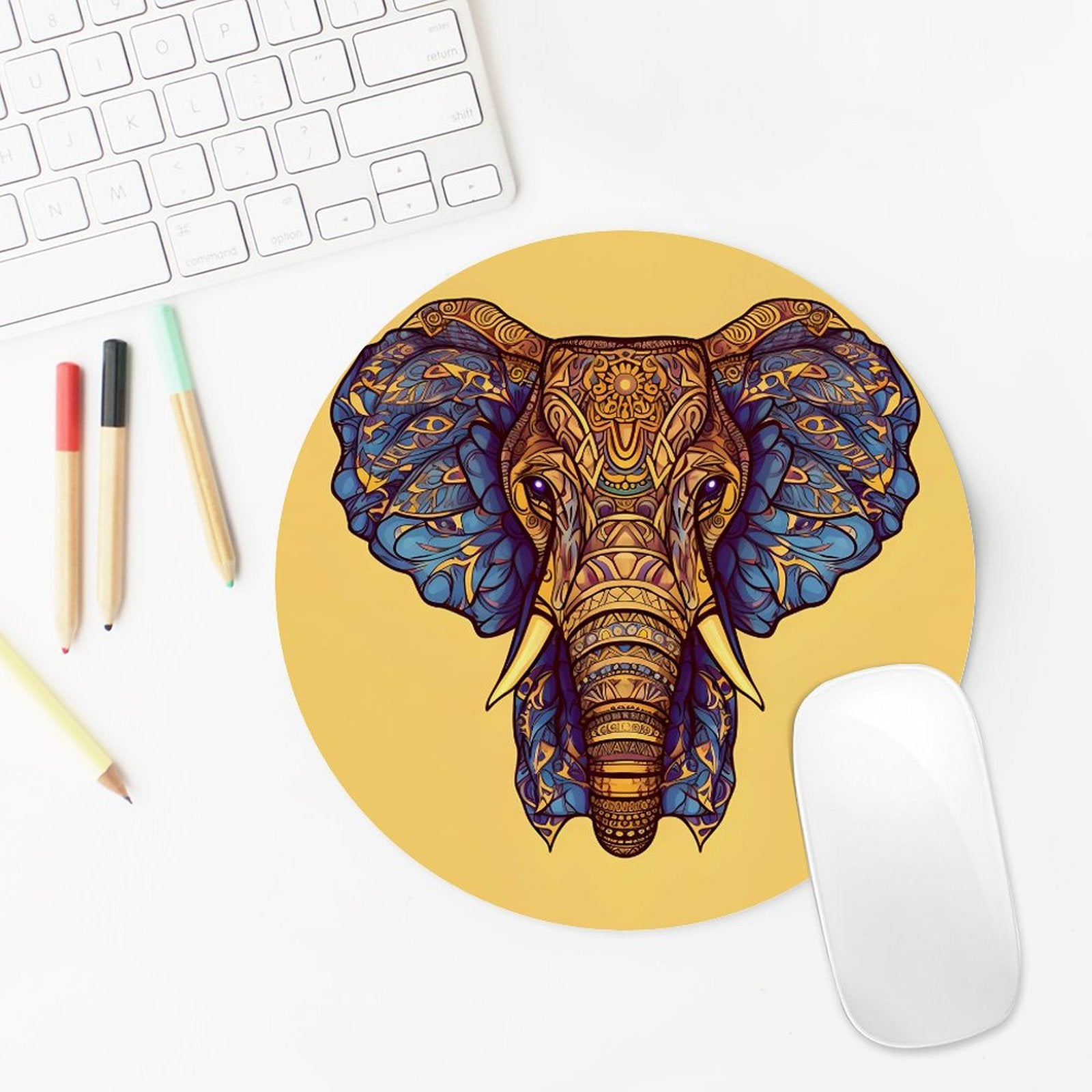 Elephant Round Mouse Pad