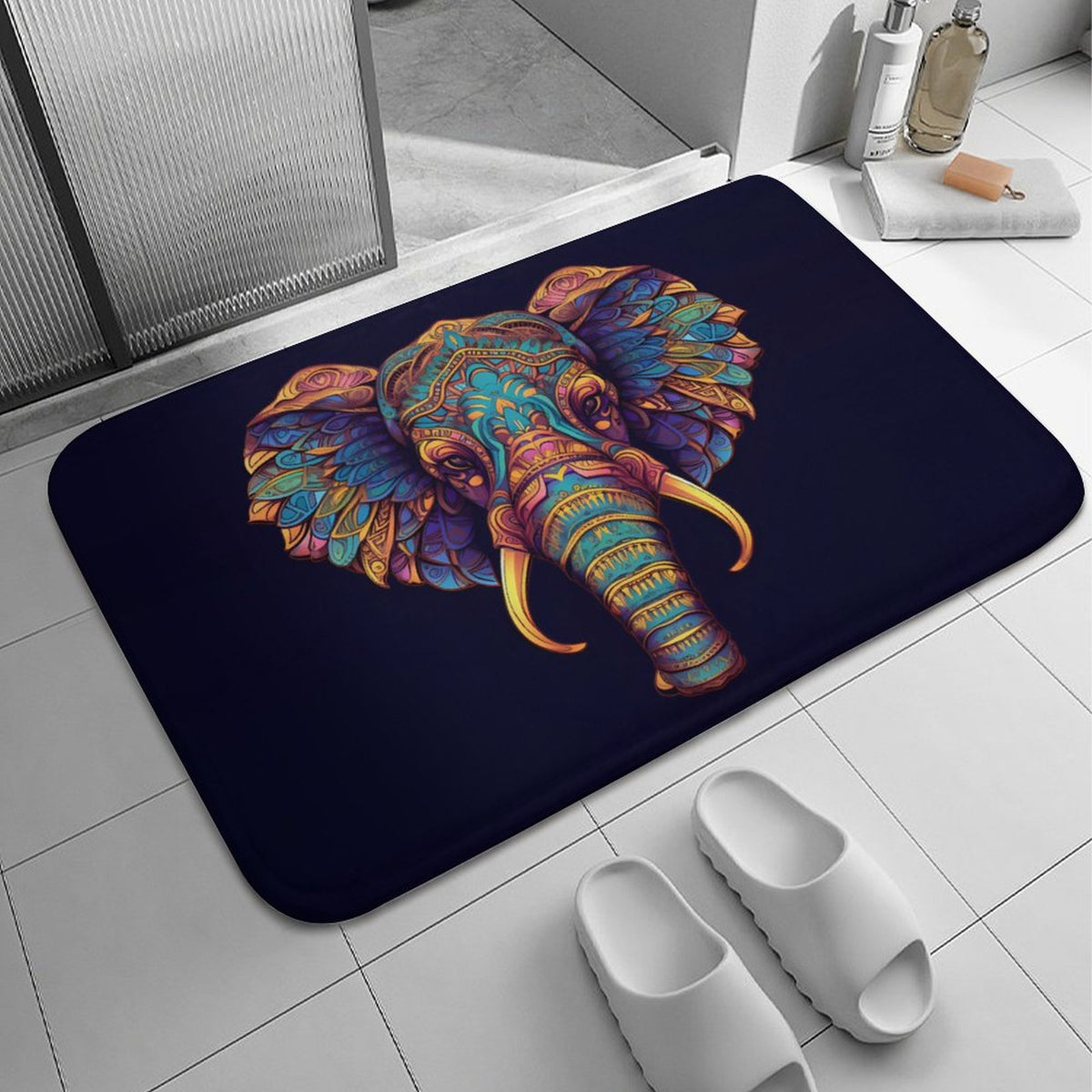 Elephant Coral Velvet Rug