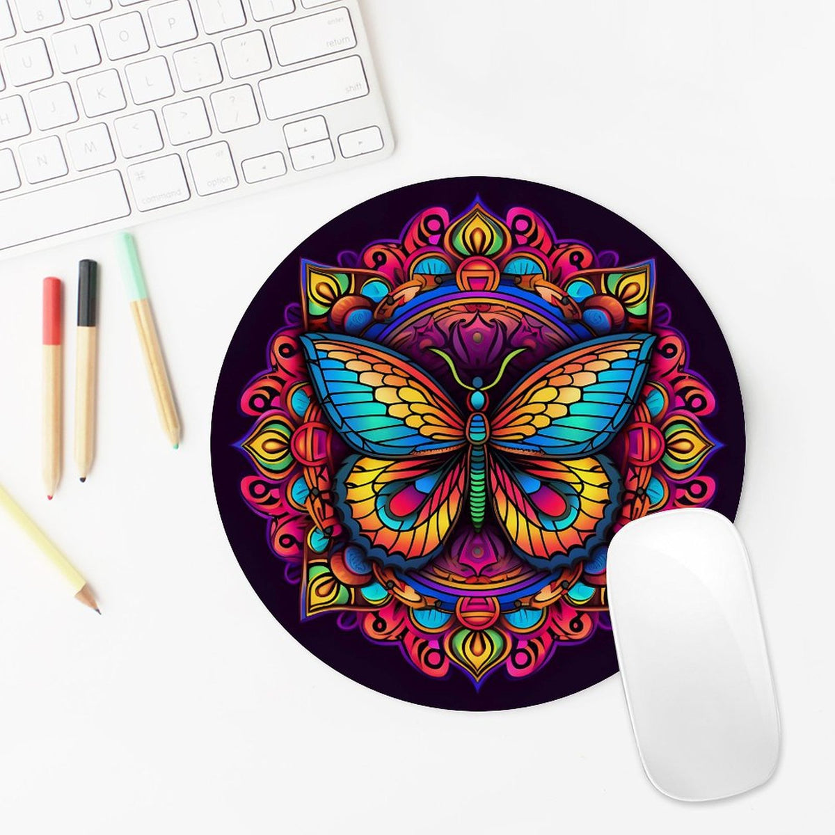 Butterfly Round Mouse Pad