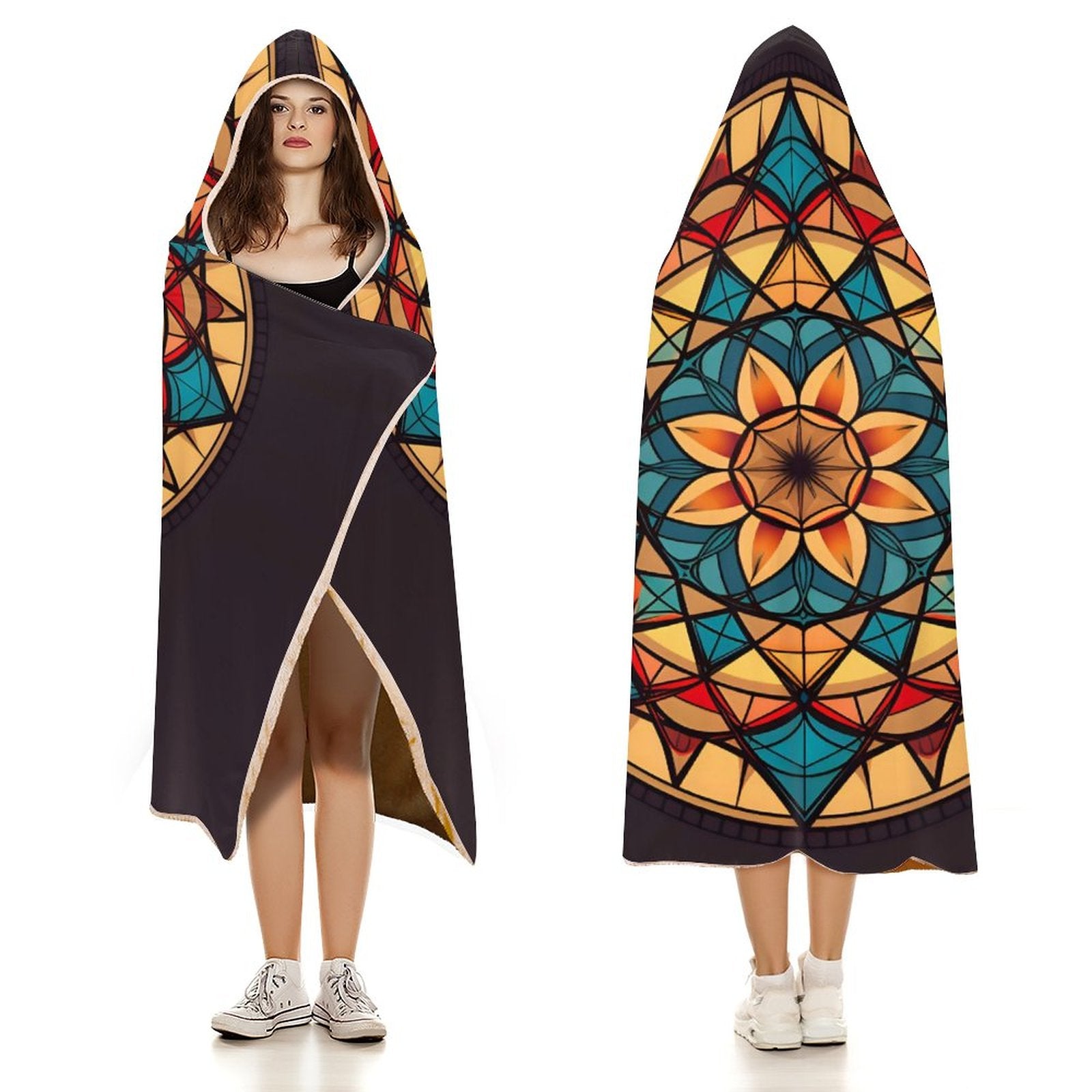 Manta con capucha geométrica