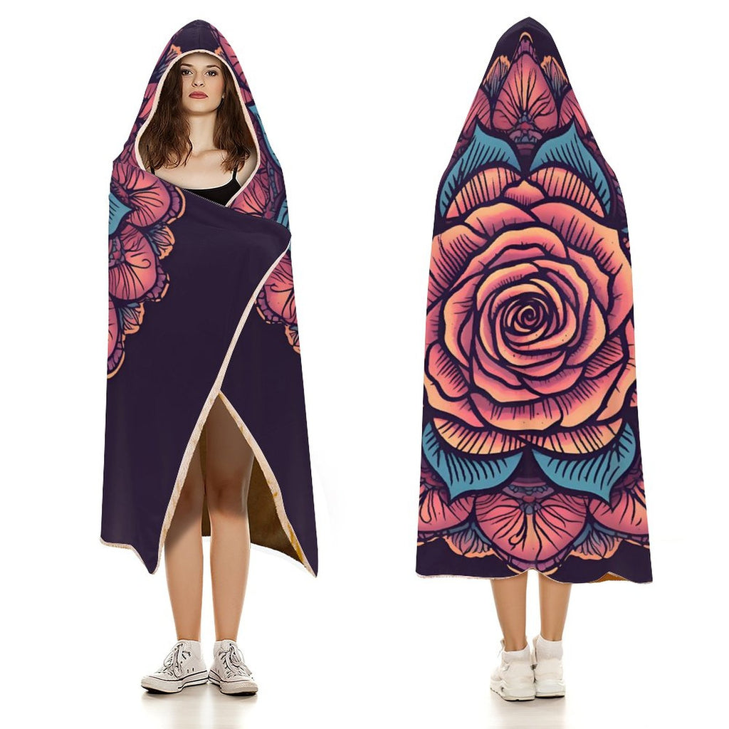 Manta con capucha de rosas