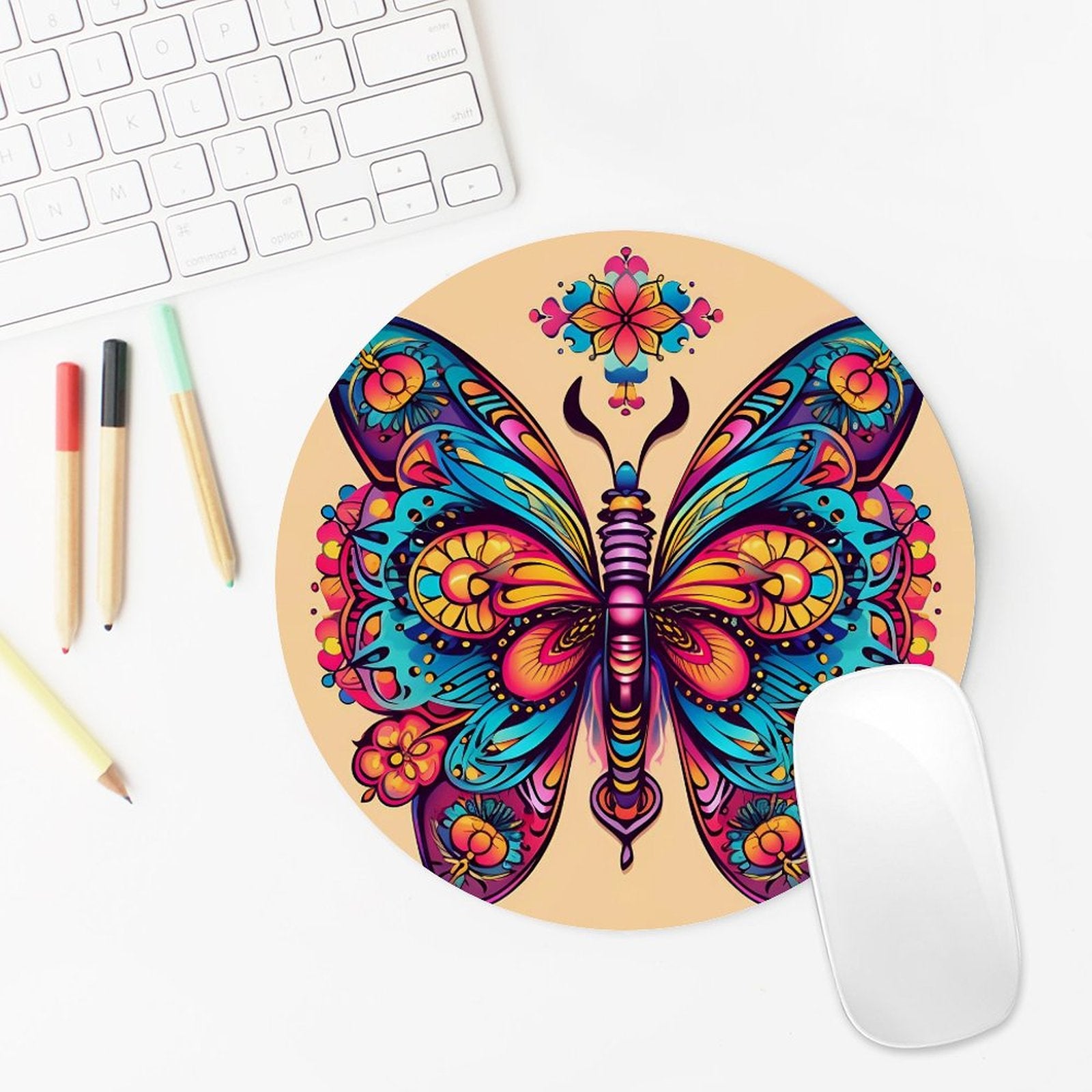 Butterfly Round Mouse Pad