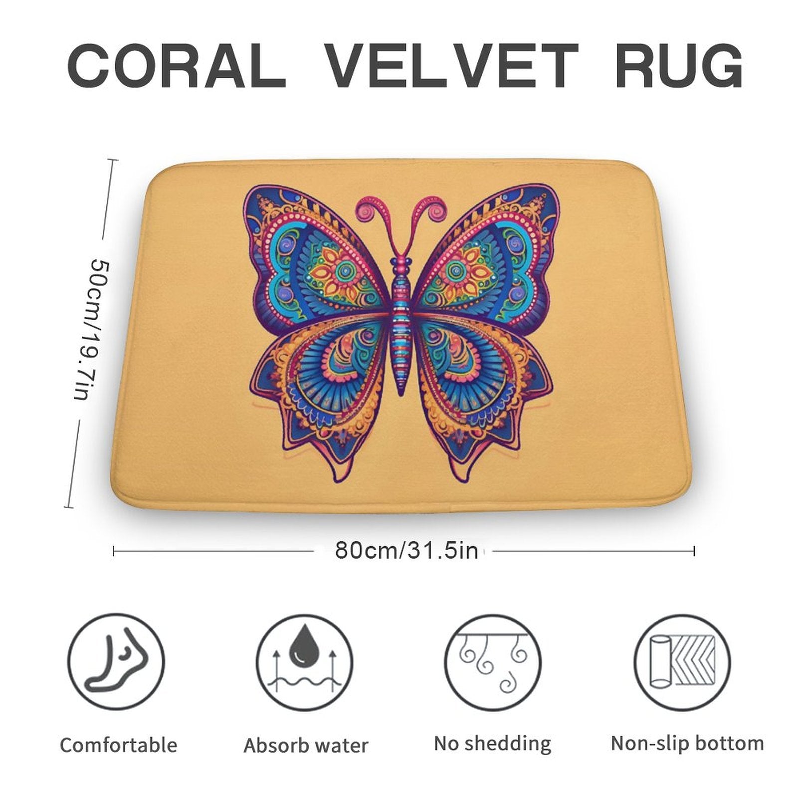 Butterfly Coral Velvet Rug