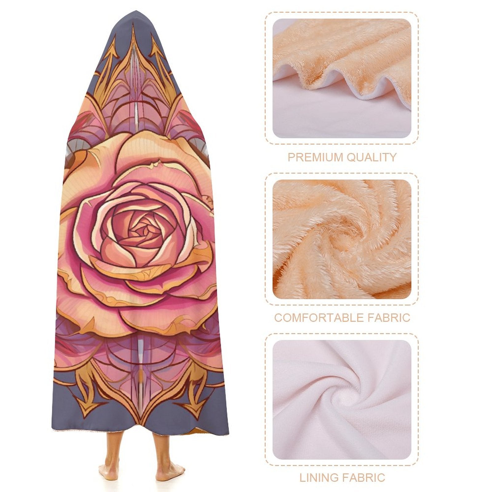 Manta con capucha de rosas