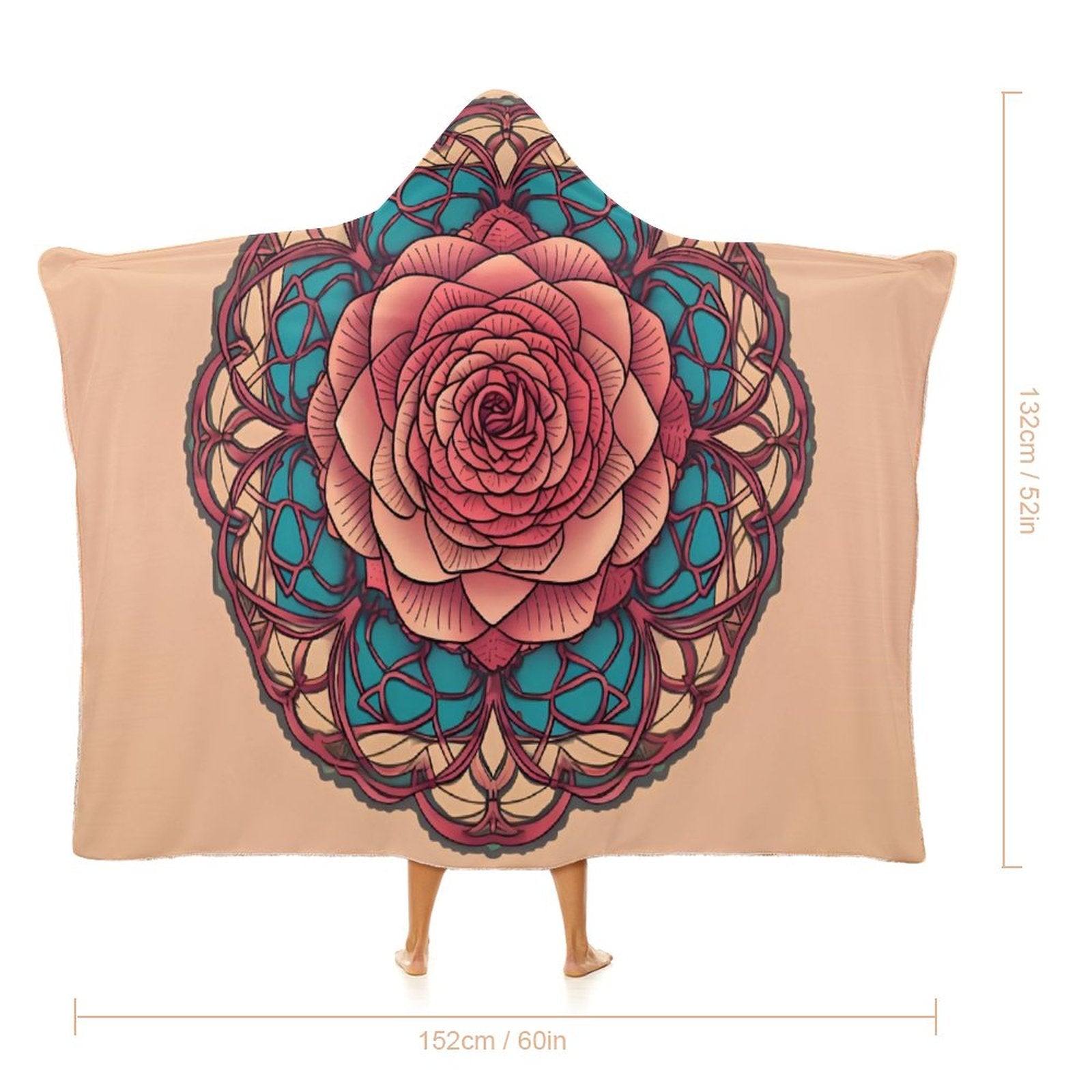 Manta con capucha de rosas