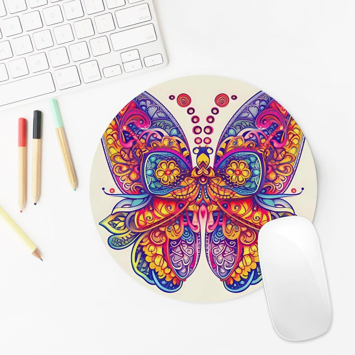 Butterfly Round Mouse Pad