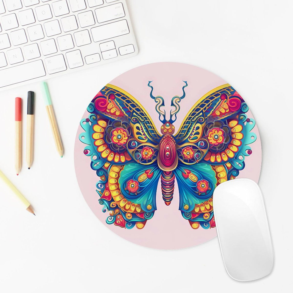 Butterfly Round Mouse Pad