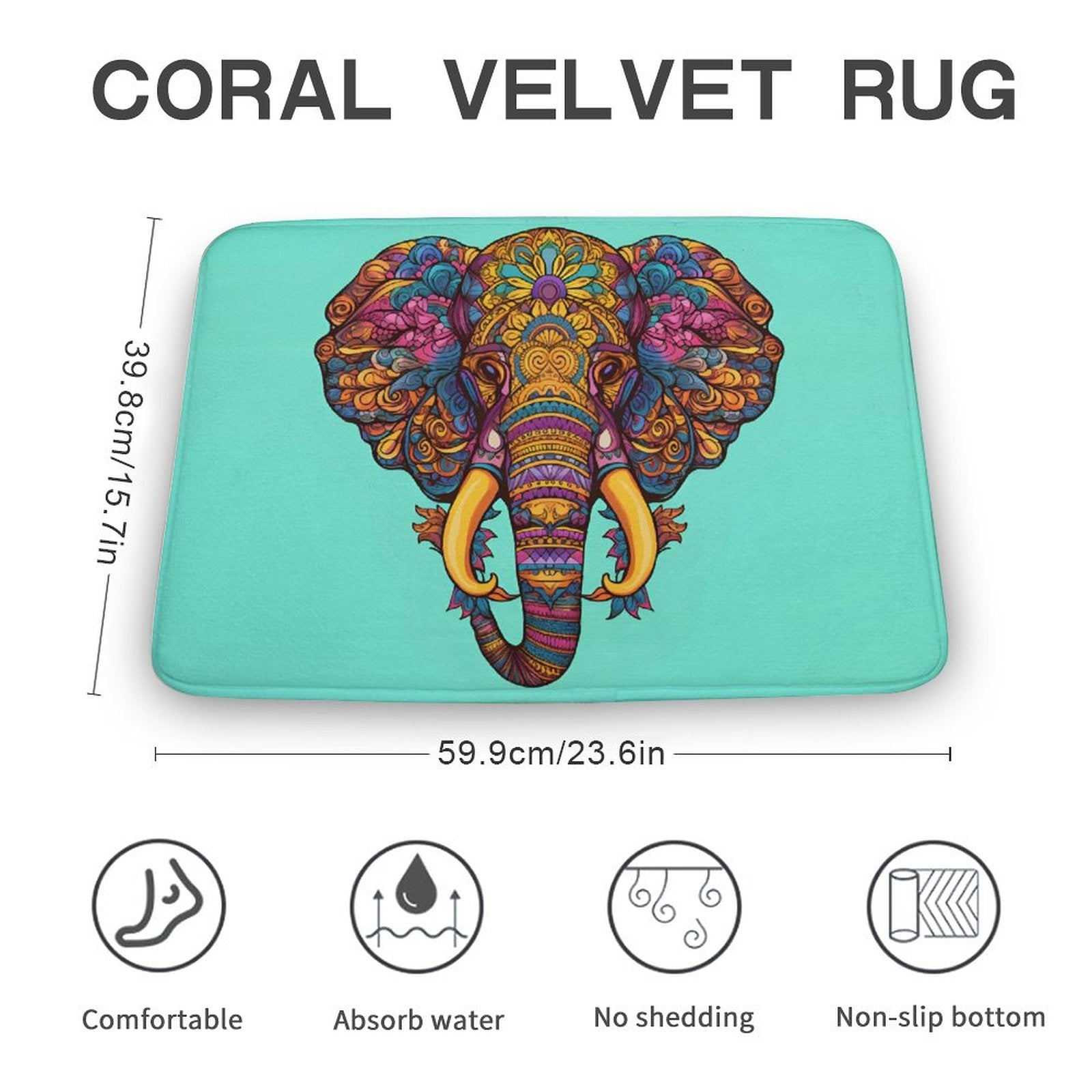 Elephant Coral Velvet Rug