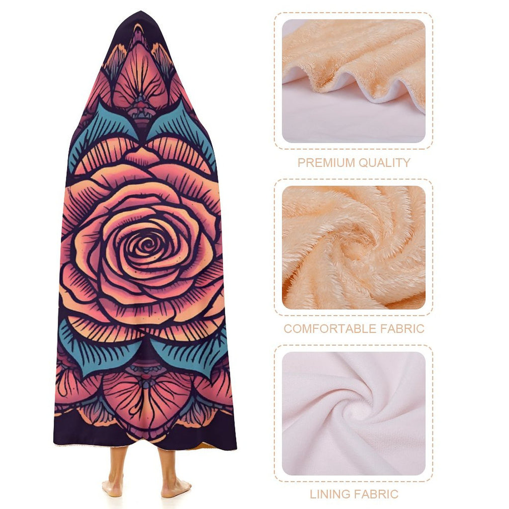 Manta con capucha de rosas