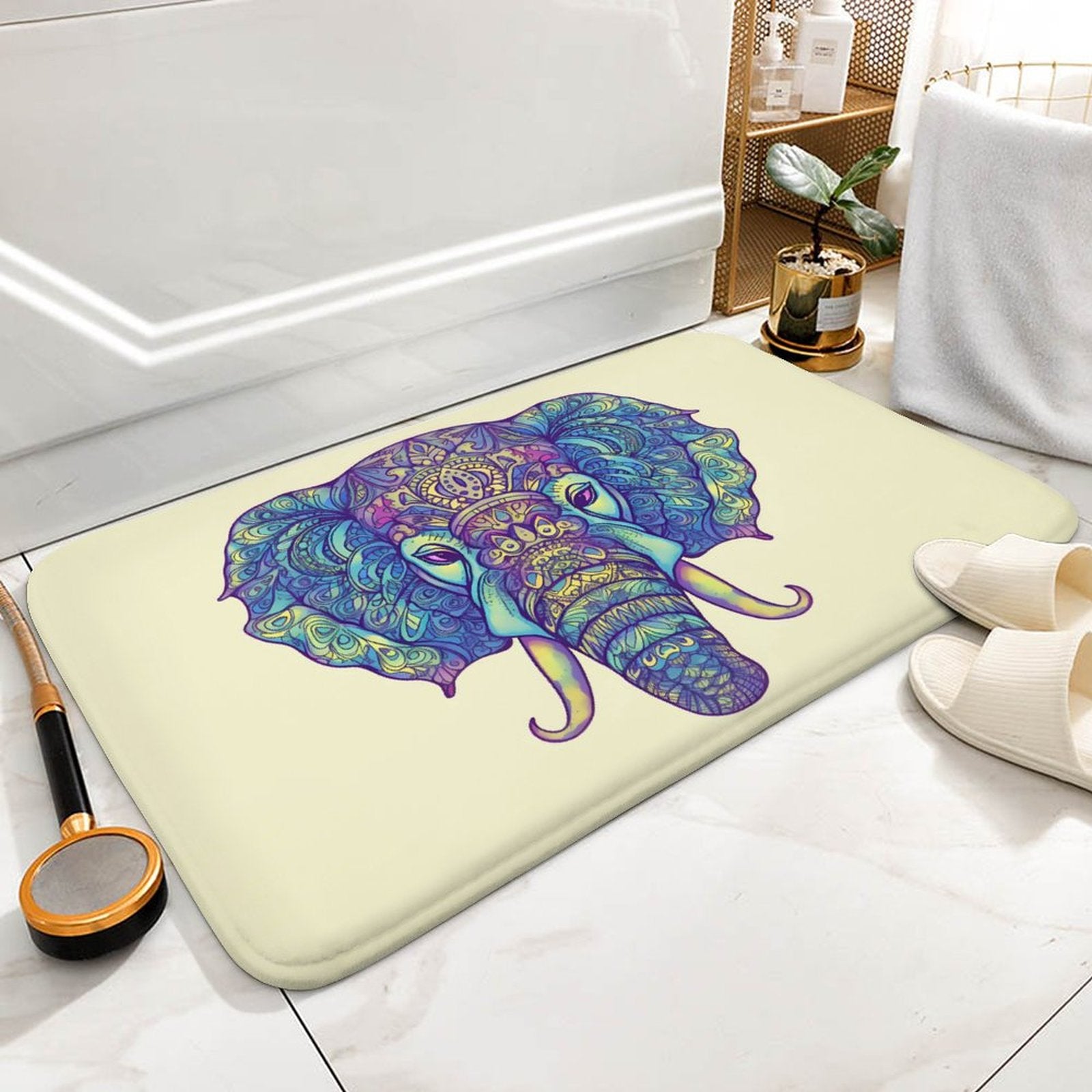 Elephant Coral Velvet Rug