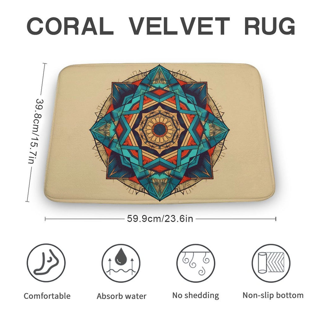 Geometric Coral Velvet Rug