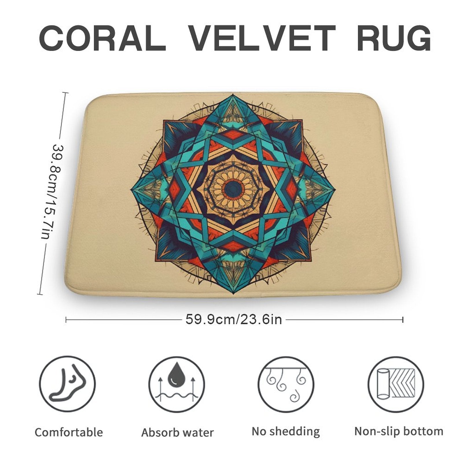 Geometric Coral Velvet Rug