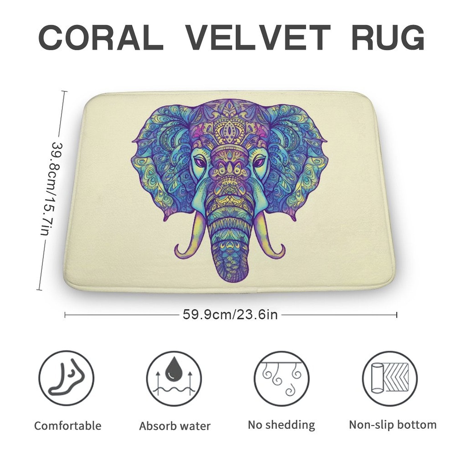 Elephant Coral Velvet Rug