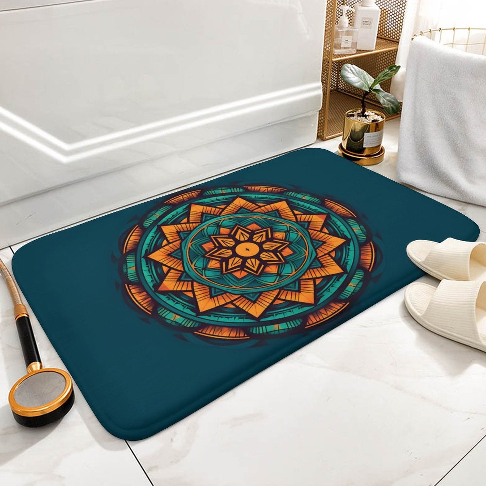 Geometric Coral Velvet Rug