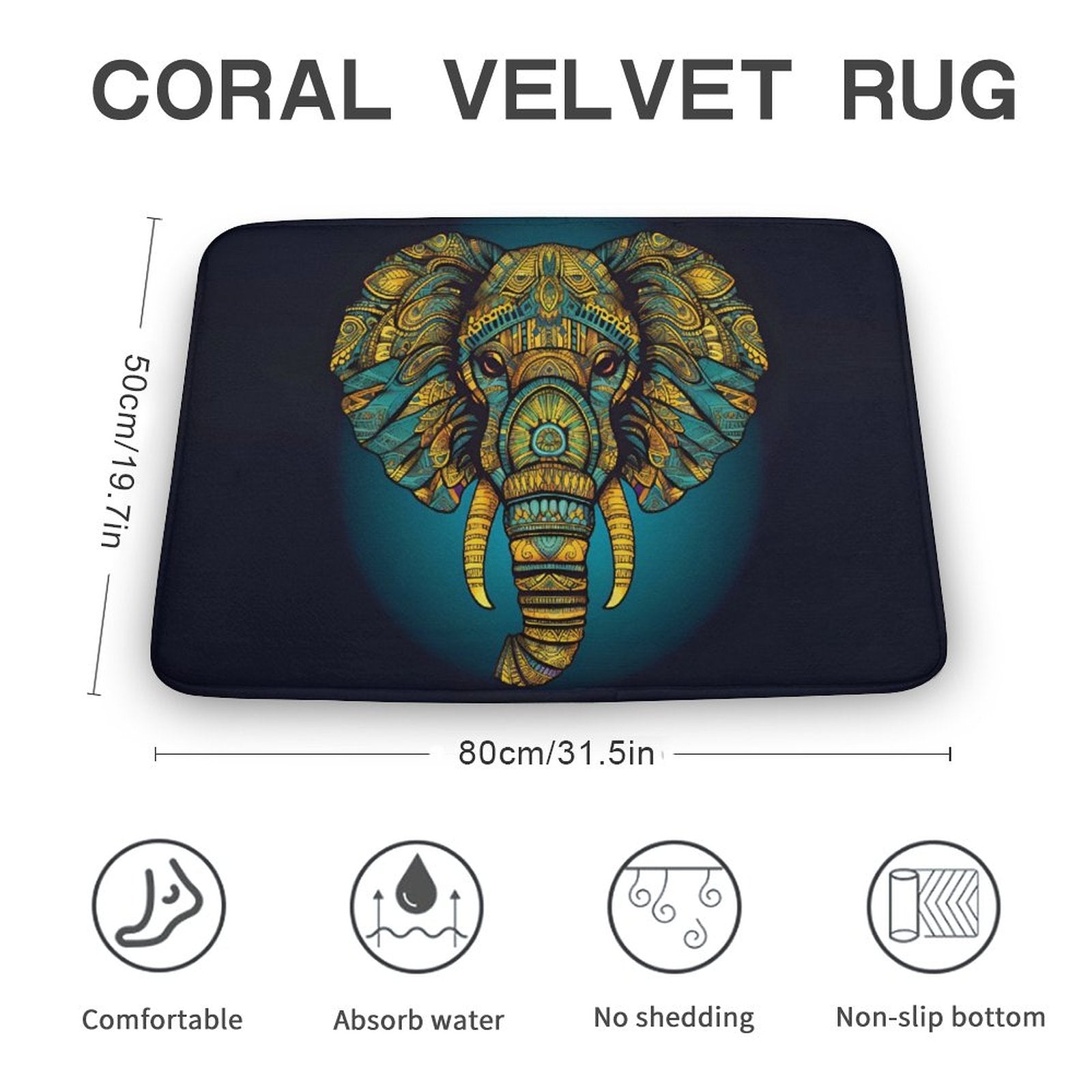 Elephant Coral Velvet Rug