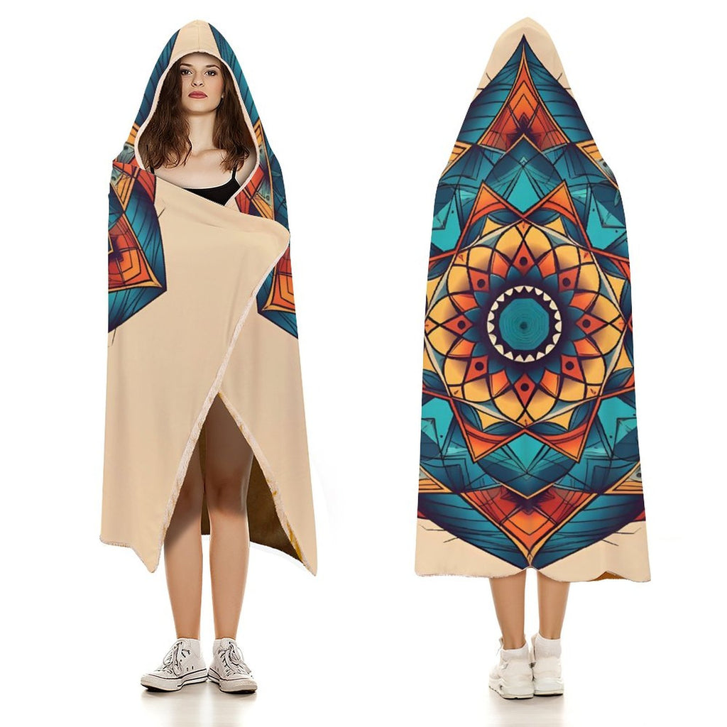 Manta con capucha geométrica