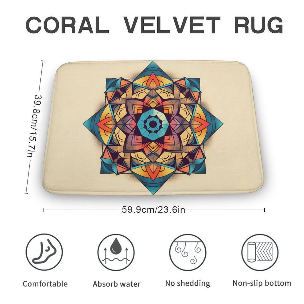 Geometric Coral Velvet Rug