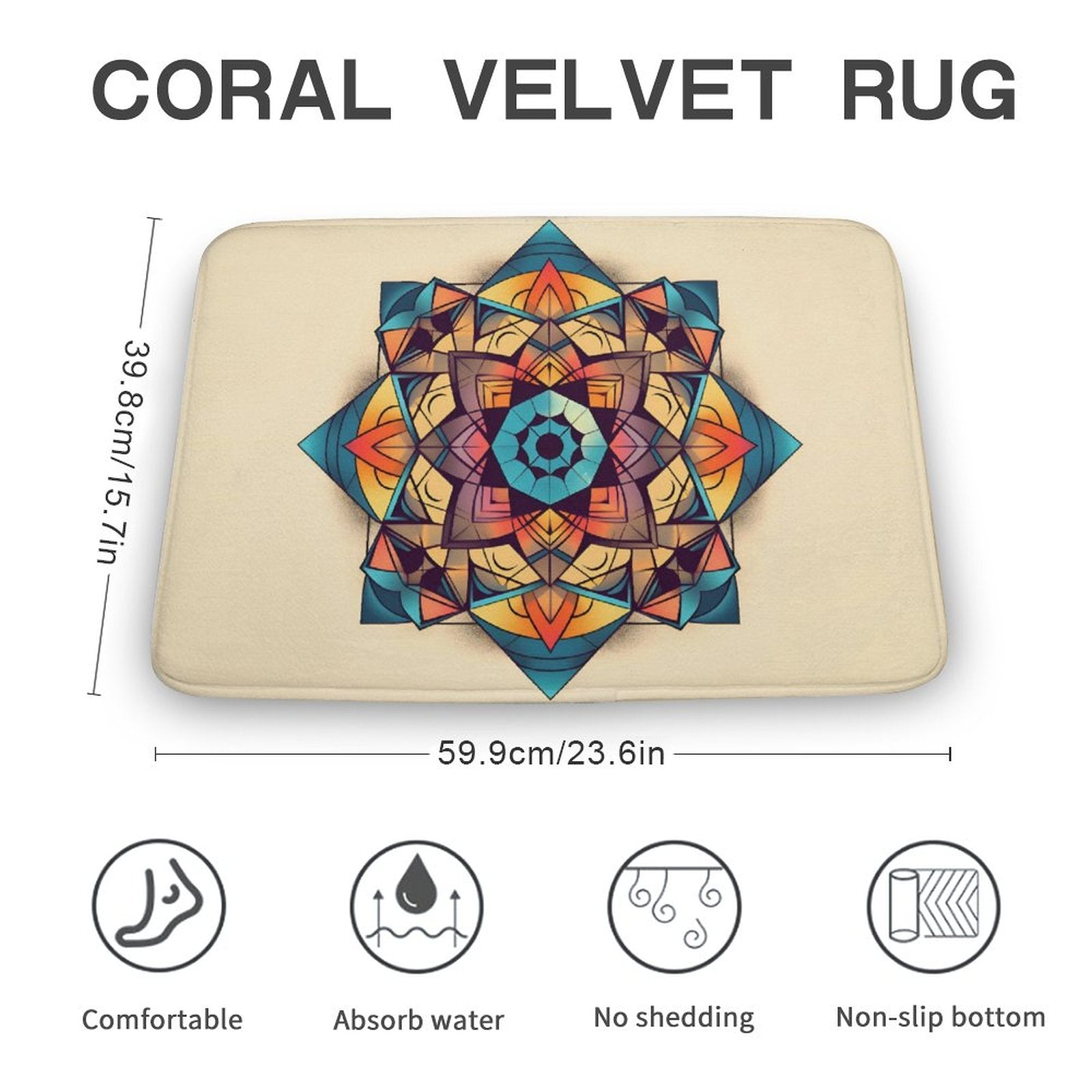 Geometric Coral Velvet Rug