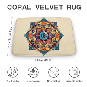 Geometric Coral Velvet Rug