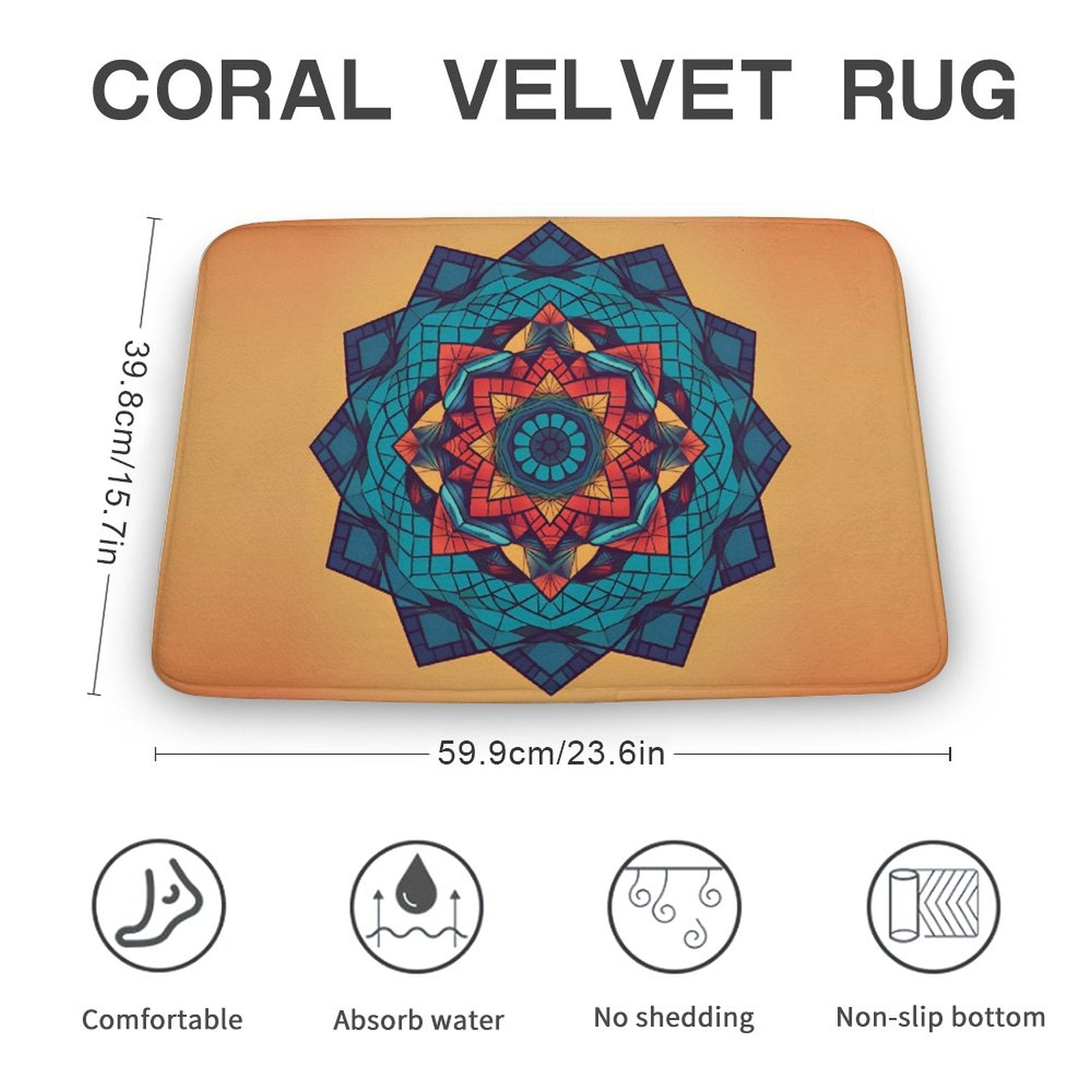 Geometric Coral Velvet Rug