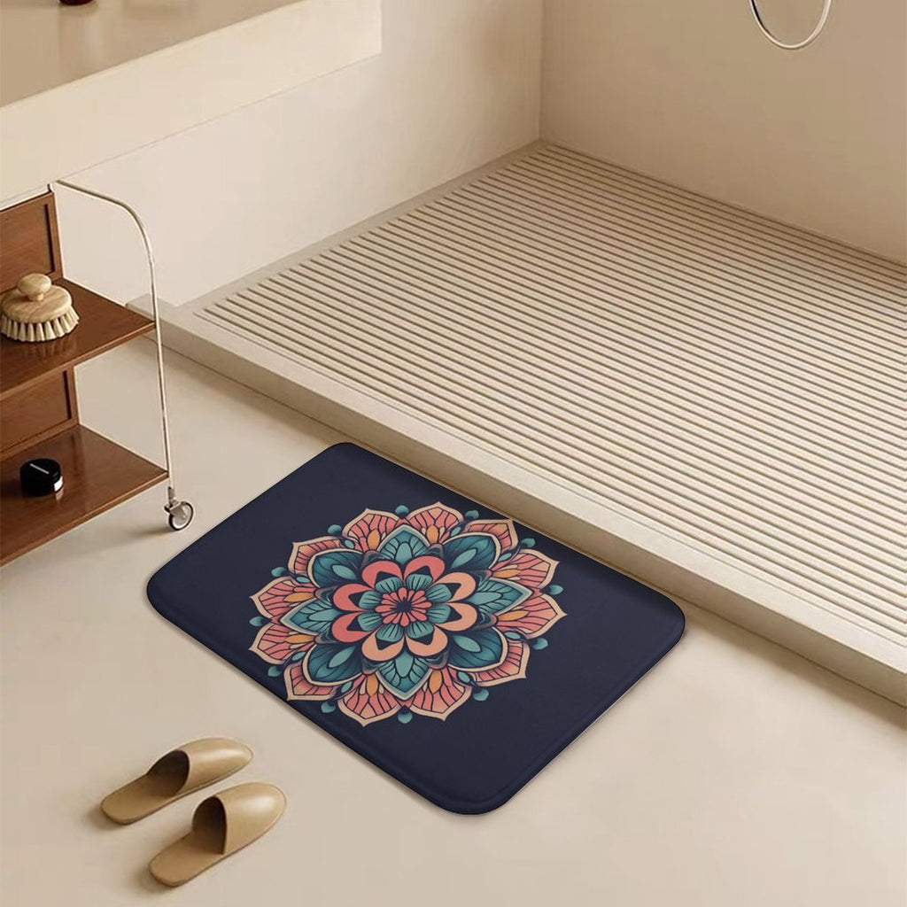 Alfombra de terciopelo coral con flores