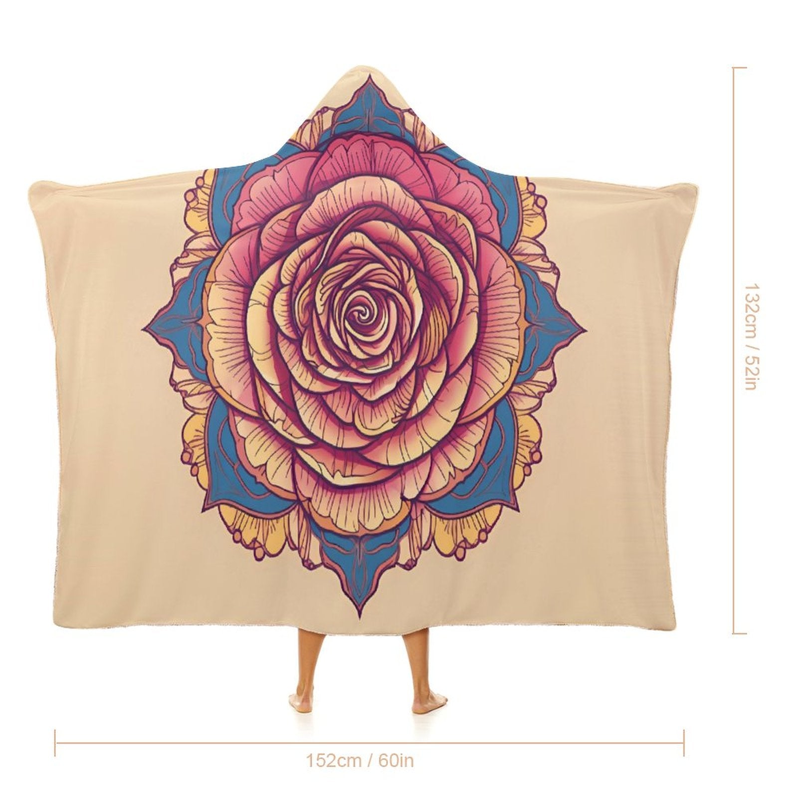 Manta con capucha de rosas