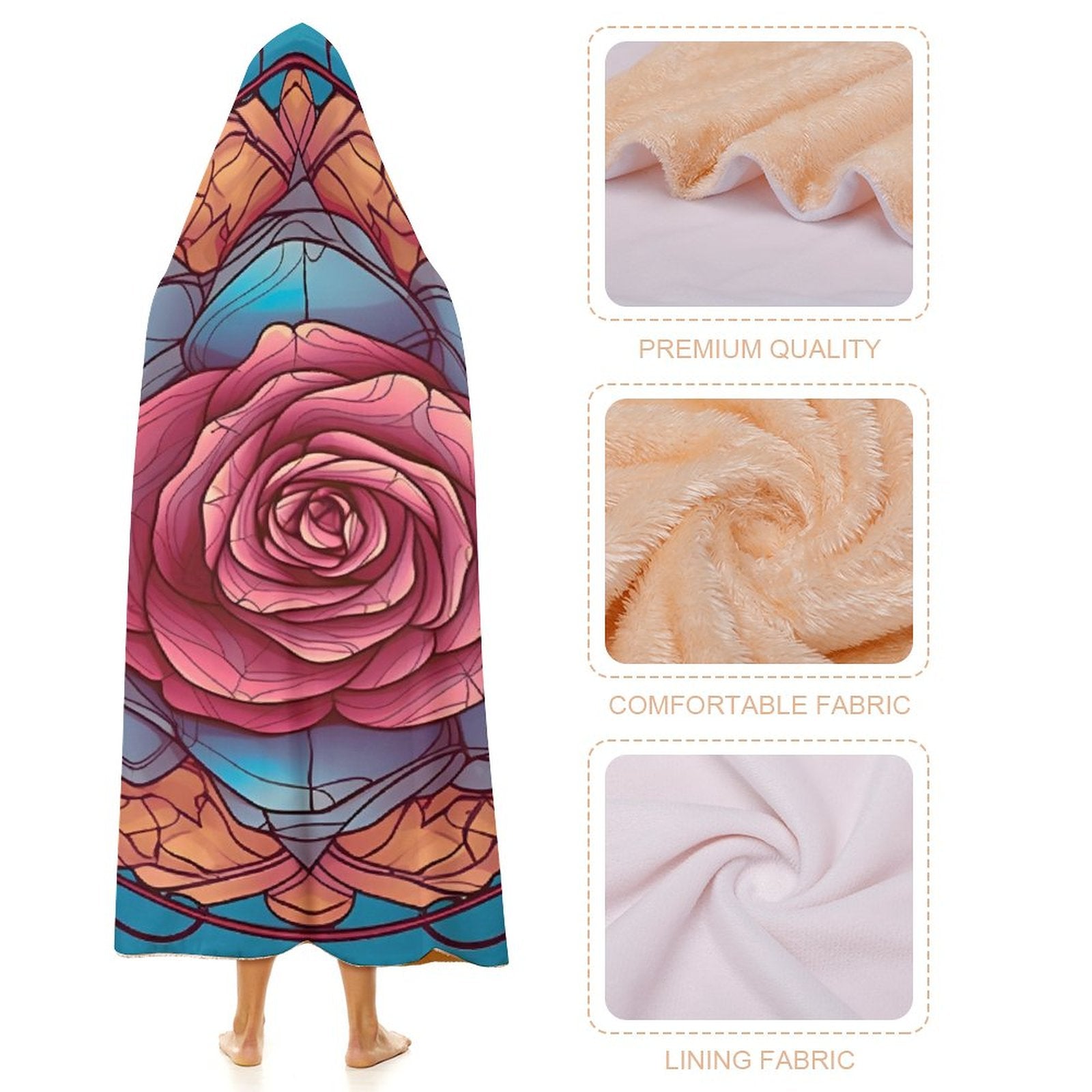 Manta con capucha de rosas