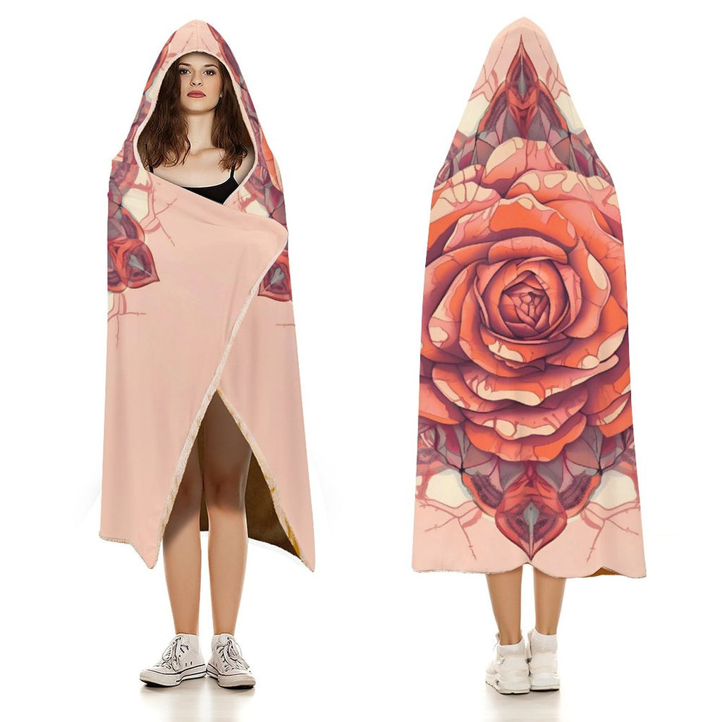 Manta con capucha de rosas