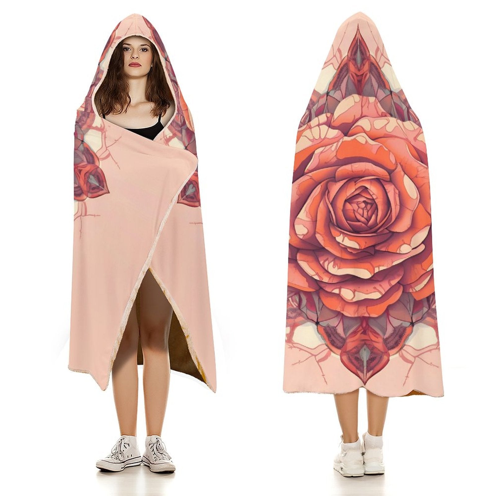 Manta con capucha de rosas