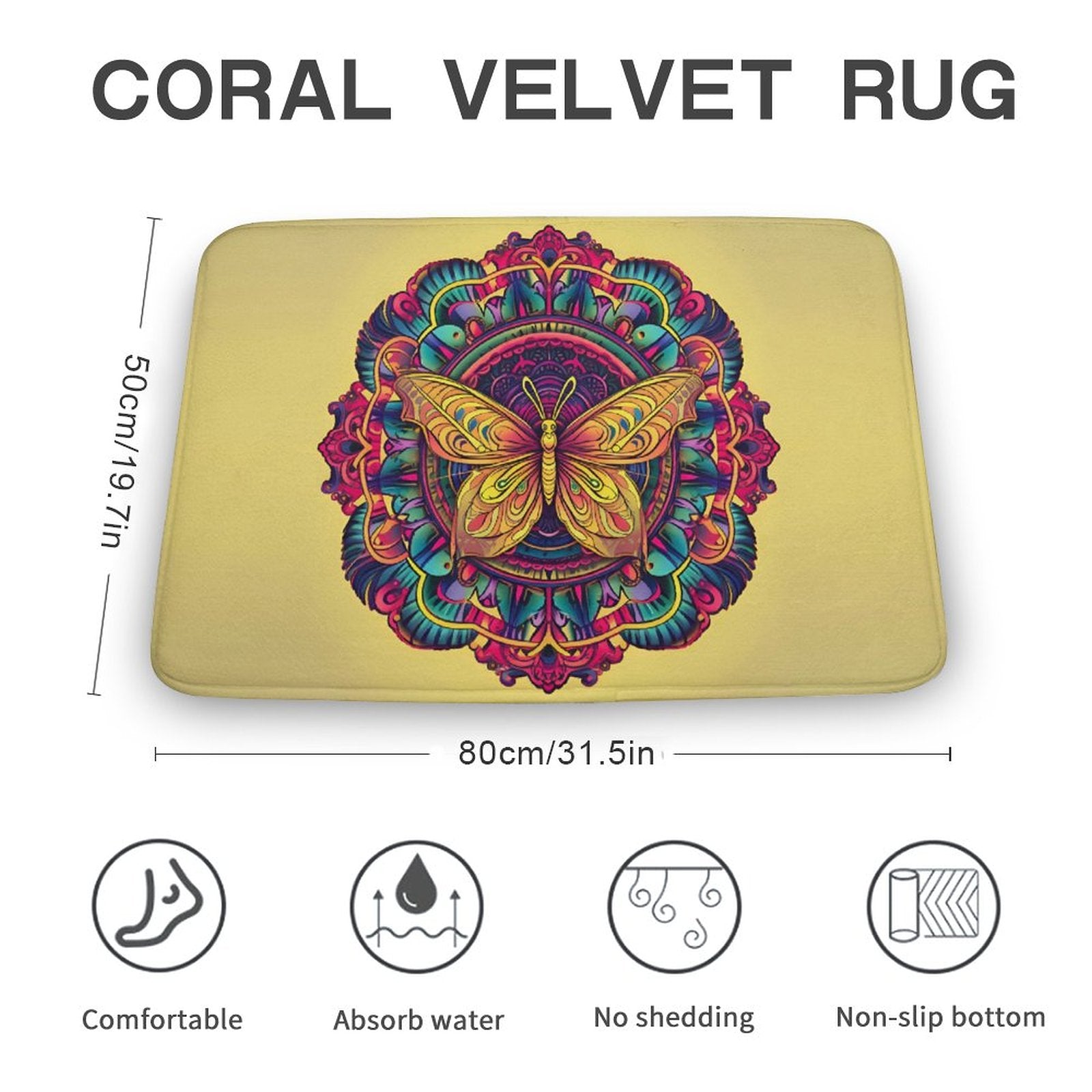 Butterfly Coral Velvet Rug