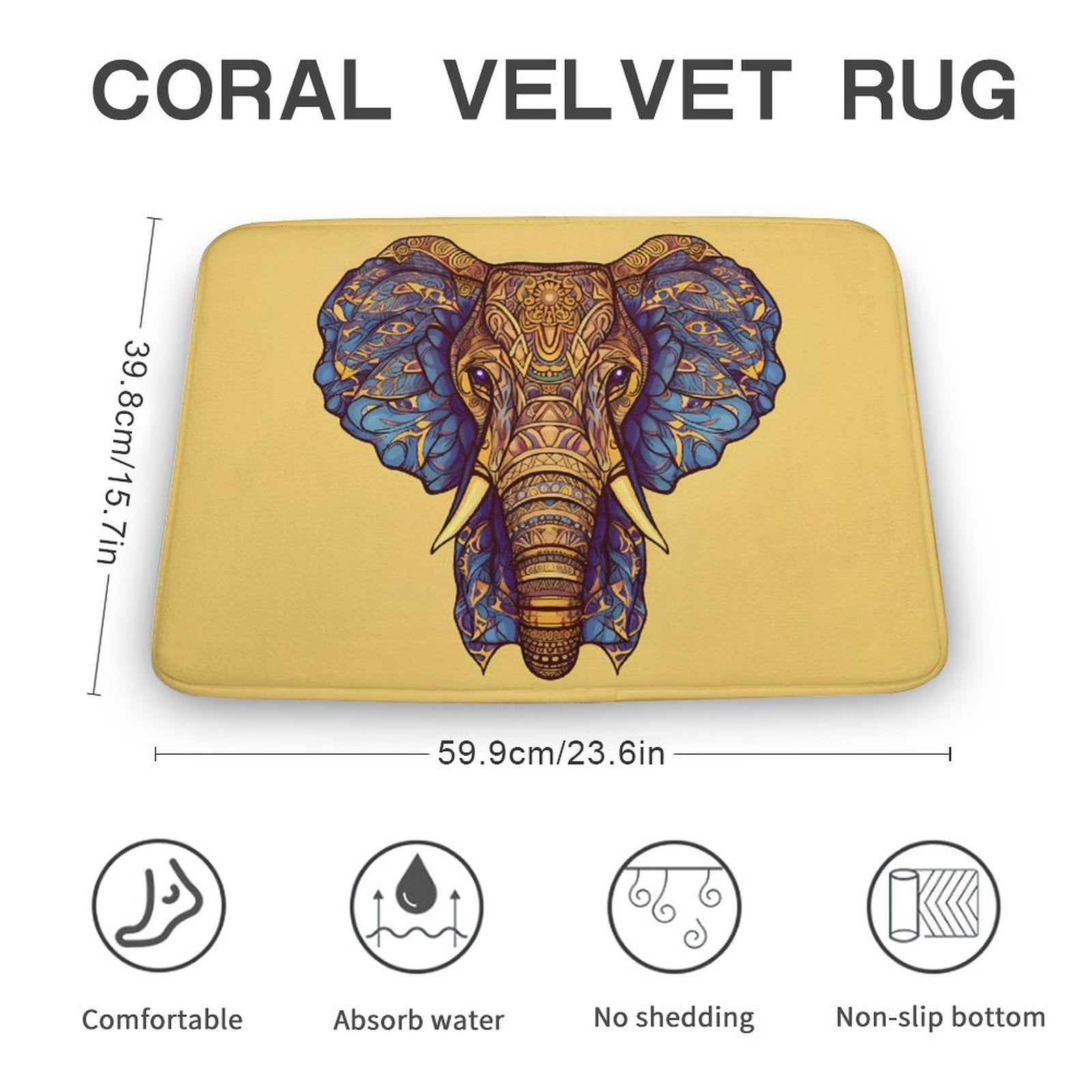 Elephant Coral Velvet Rug