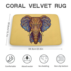 Elephant Coral Velvet Rug