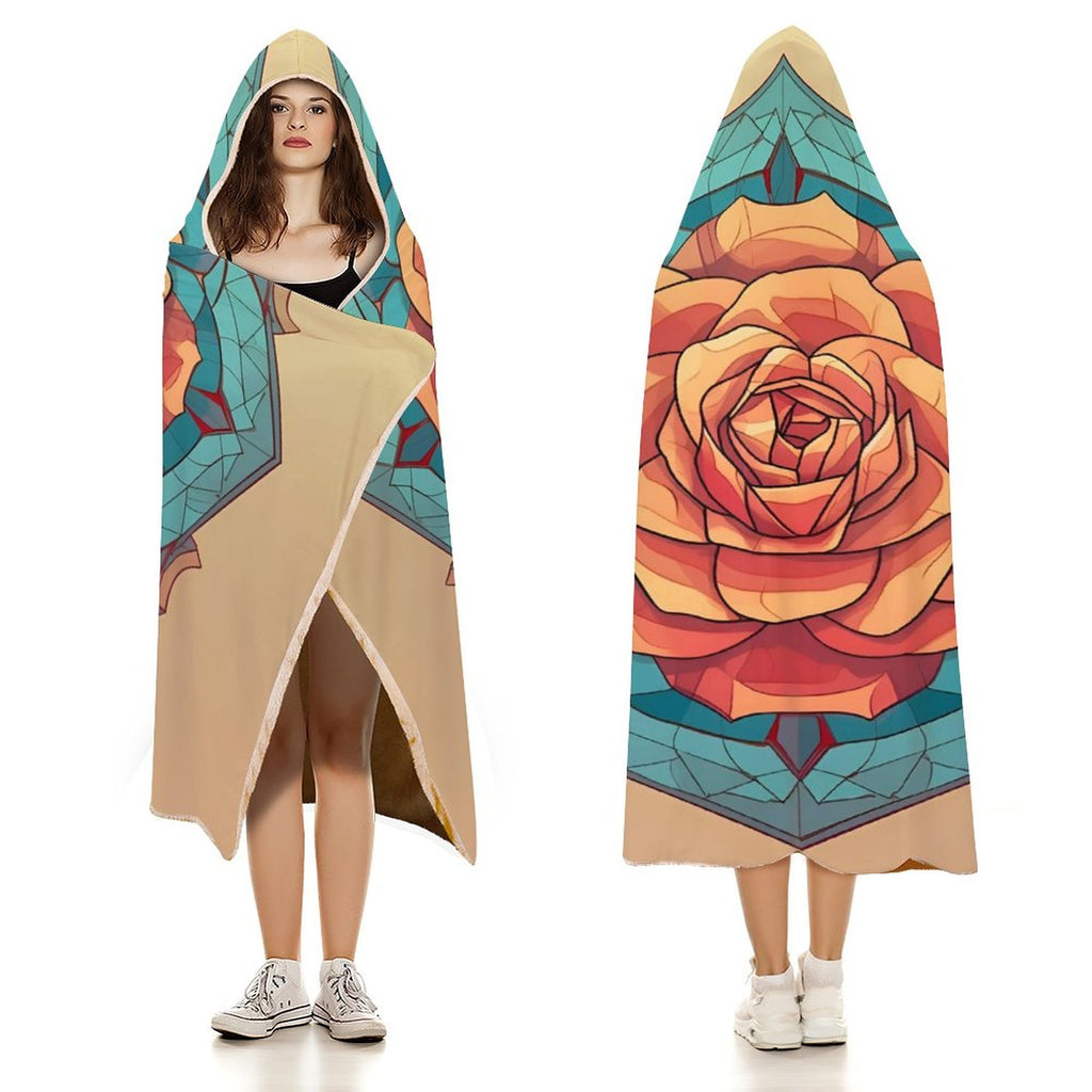Manta con capucha de rosas