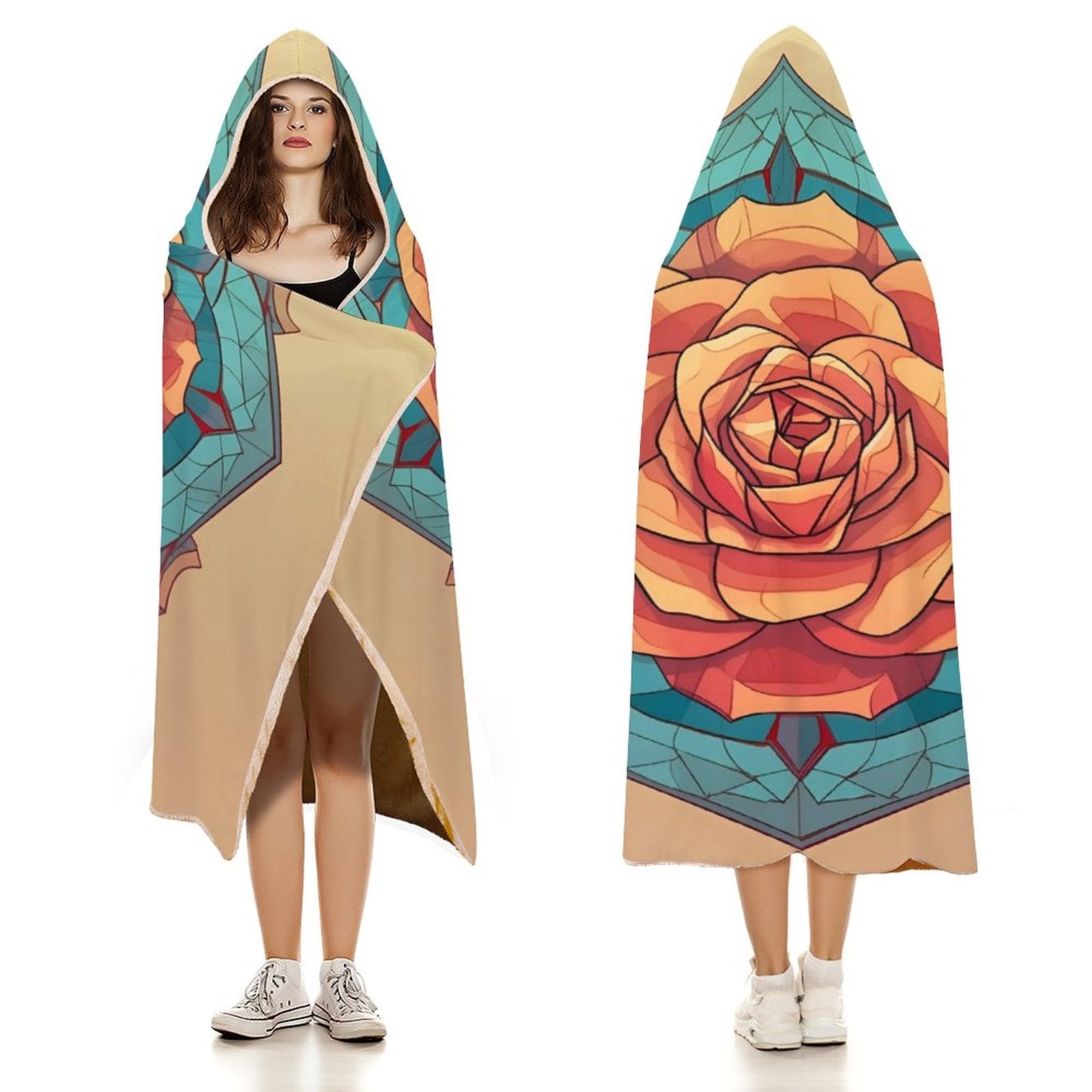 Manta con capucha de rosas