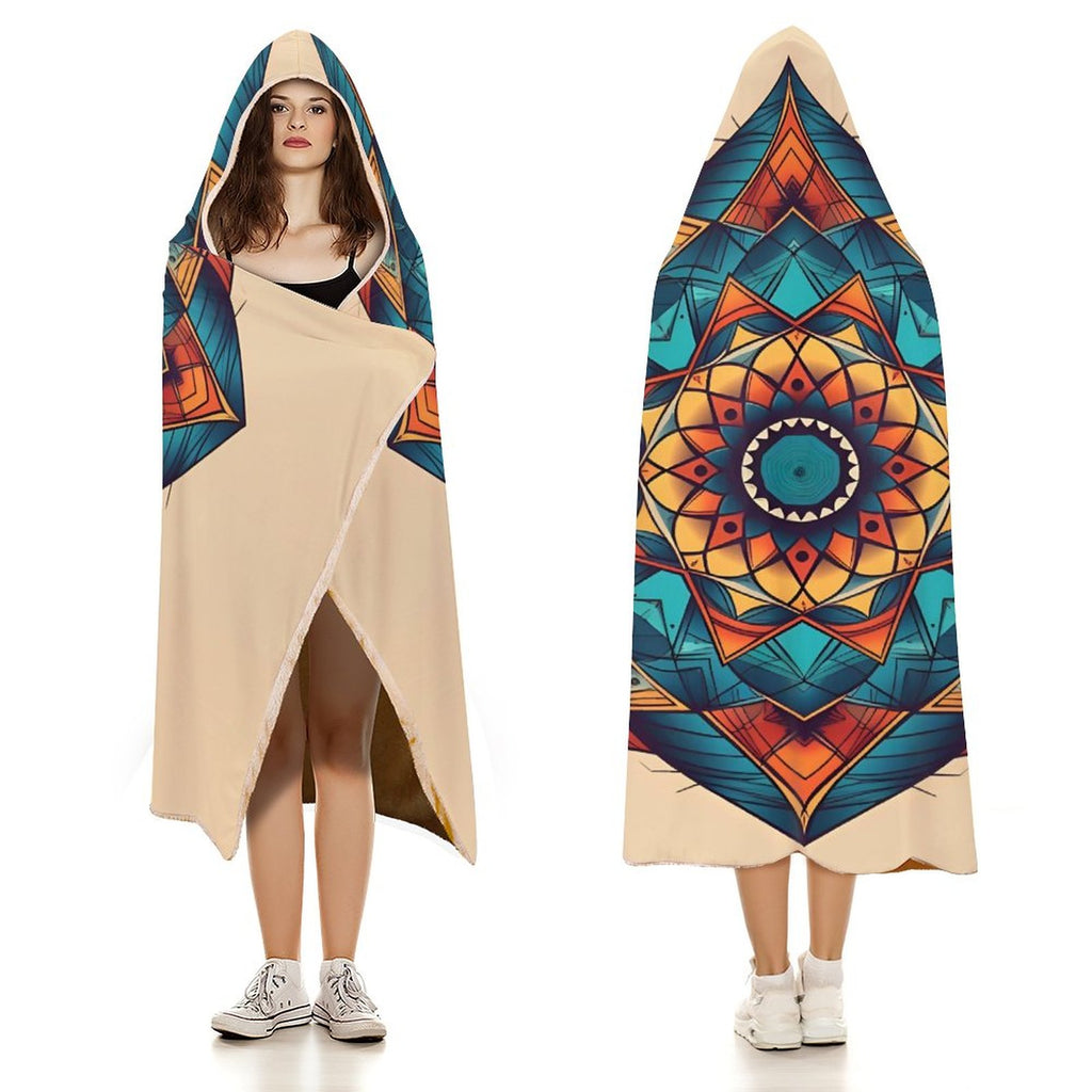 Manta con capucha geométrica