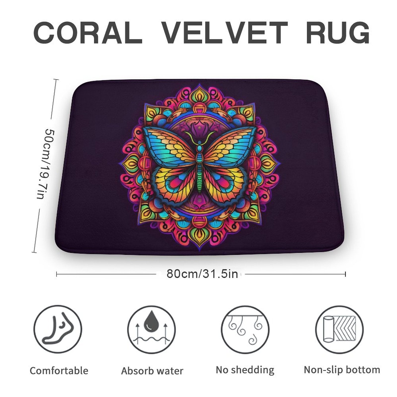 Butterfly Coral Velvet Rug